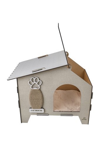 Pet Magic Kare İç Mekan Kedi Evi Ahşap Rengi