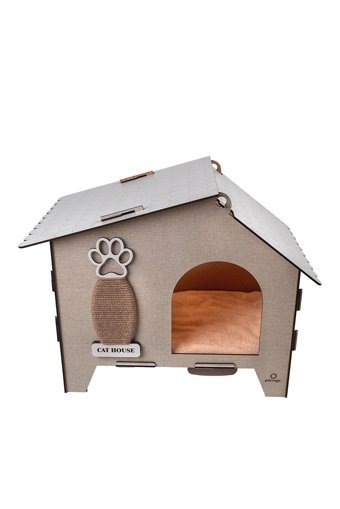 Pet Magic Kare İç Mekan Kedi Evi Ahşap Rengi