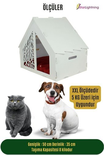 Starlightning Seperatör Kare İç Mekan Kedi Evi Beyaz