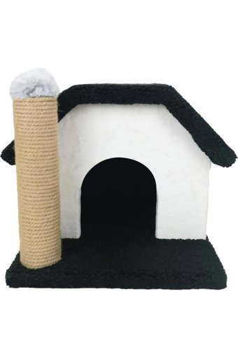 Lotus Kare İç Mekan Kedi Evi Beyaz-Siyah