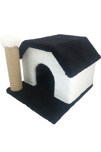 Patiderm Kare İç Mekan Kedi Evi Beyaz-Siyah