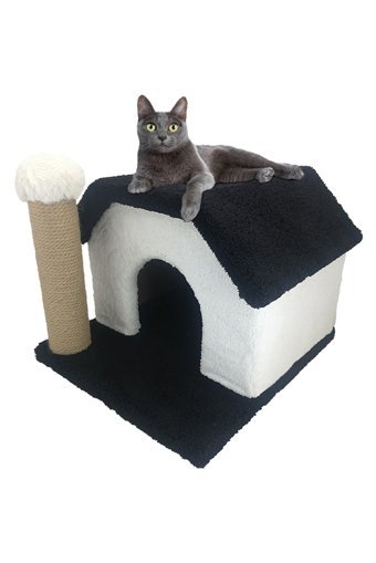 Patiderm Kare İç Mekan Kedi Evi Beyaz-Siyah