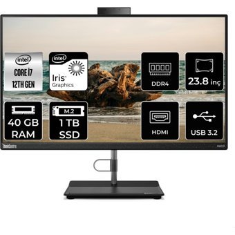 Lenovo ThinkCentre Neo 30A 12B0008JTXP338 Dahili Iris Xe Graphics Intel Core i7 1260P 40 GB Ram 1 TB SSD 23.8 inç Full HD Freedos All In One Bilgisayar