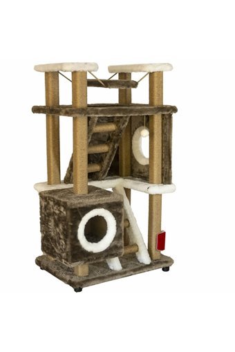 Woodsman Exclusive Cat Furnitures Furnitures Woodsman Methuselah Dikdörtgen 2 Katlı İç Mekan Kedi Evi Kahverengi