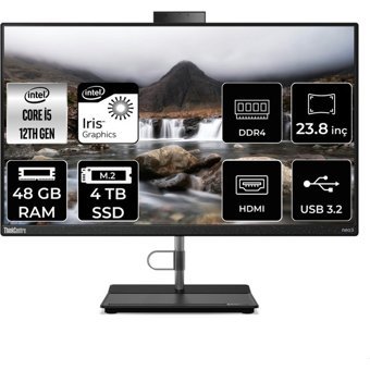 Lenovo ThinkCentre Neo 30A 12CE004KTXP345 Dahili Iris Xe Graphics Intel Core i5 1235U 48 GB Ram 4 TB SSD 23.8 inç Full HD Freedos All In One Bilgisayar