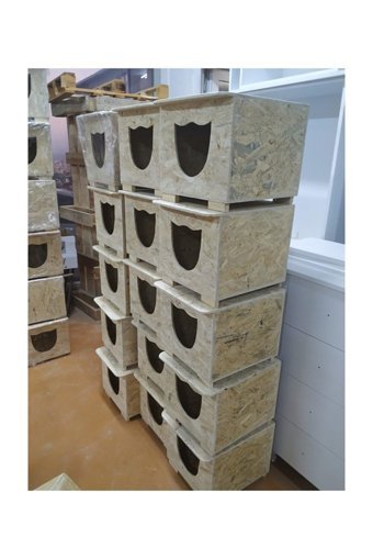 Ema 33x24x35 cm Dikdörtgen Su Geçirmez Dış Mekan Kedi Evi Ahşap Rengi