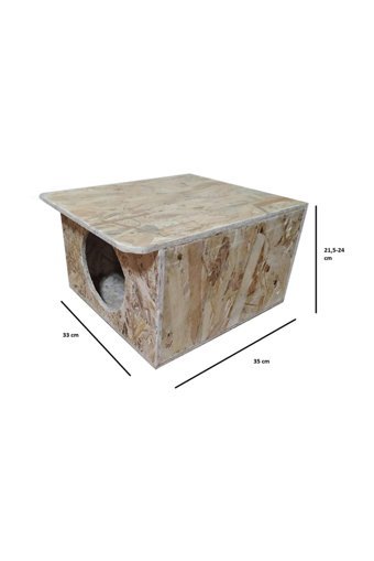 Ema 33x24x35 cm Dikdörtgen Su Geçirmez Dış Mekan Kedi Evi Ahşap Rengi