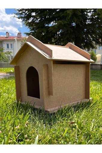 Emach Dizayn 30x50x35 cm Dikdörtgen Su Geçirmez Dış Mekan Kedi Evi Ahşap Rengi