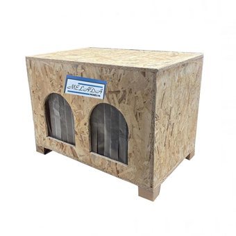 Melada 53x41x35 cm İkili Dikdörtgen Su Geçirmez Dış Mekan Kedi Evi Ahşap Rengi