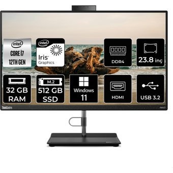Lenovo ThinkCentre Neo 30A 12B0008JTXP377 Dahili Iris Xe Graphics Intel Core i7 1260P 32 GB Ram 512 GB SSD 23.8 inç Full HD Windows 11 Home All In One Bilgisayar