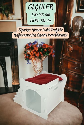 Pandogo Model 3 Dikdörtgen İç Mekan Kedi Evi Beyaz
