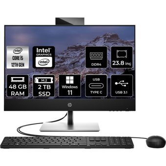 Hp ProOne 440 G9 6D379EAP694 Dahili UHD Graphics Intel Core i5 12400T 48 GB Ram 2 TB SSD 23.8 inç Full HD Windows 11 Home All In One Bilgisayar