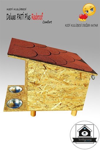 Deluxe Redroof Dikdörtgen Su Geçirmez Dış Mekan Kedi Evi Ahşap Rengi