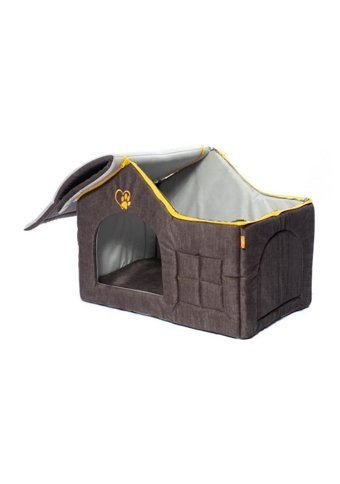 Bebebebek 59x39x45 cm Dikdörtgen Su Geçirmez Dış Mekan-İç Mekan Kedi Evi Antrasit