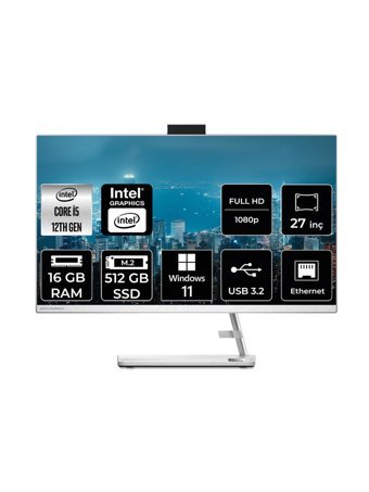 Lenovo IC 3 27IAP7 F0GJ00GQTX Dahili UHD Graphics Intel Core i5 12450H 16 GB Ram 512 GB SSD 27 inç Full HD Windows 11 Pro All In One Bilgisayar