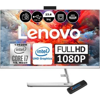 Lenovo IdeaCentre 3 24IAP7 F0GH0105TRH05 Dahili UHD Graphics Intel Core i7 13620H 32 GB Ram 1 TB SSD 23.8 inç Full HD Windows 11 Home All In One Bilgisayar + Weblegelsin Flash Bellek