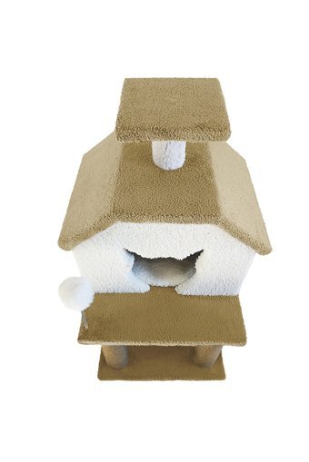 Sdypet Kare İç Mekan Kedi Evi Beyaz-Kahverengi