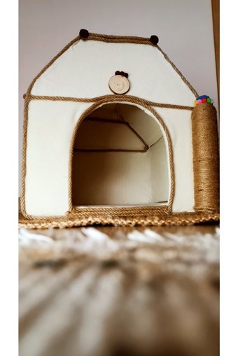 Lain Dikdörtgen İç Mekan Kedi Evi Kahverengi