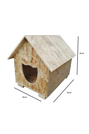 Acousticworld Kare Su Geçirmez Dış Mekan Kedi Evi Ahşap Rengi