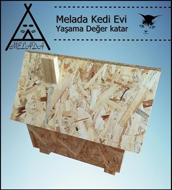 Melada 46x34x34 cm Dikdörtgen Su Geçirmez Dış Mekan Kedi Evi Ahşap Rengi
