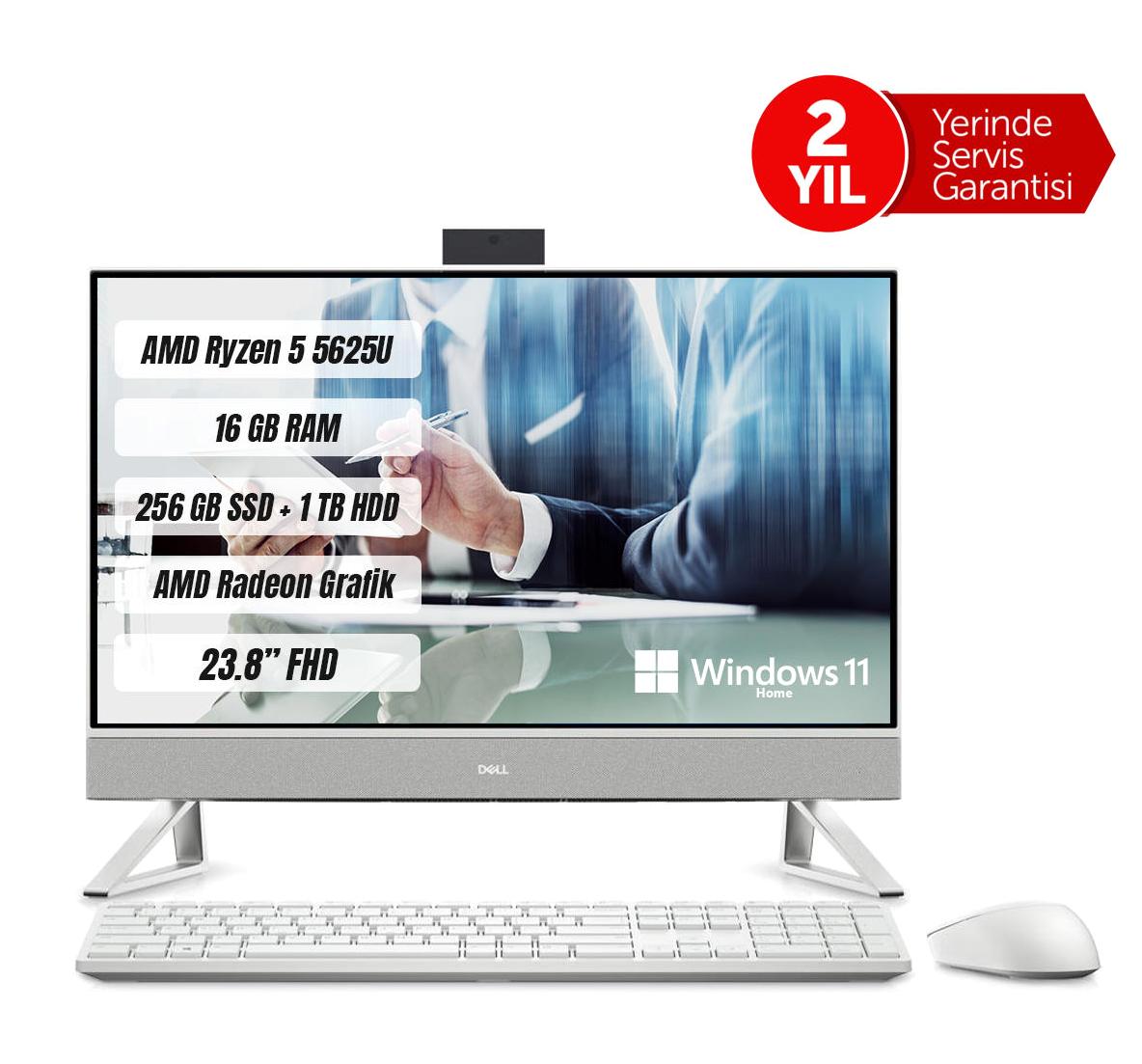 Dell Inspiron 5415 AEGIS24_AMD_2301_3615_HOM Dahili Radeon Vega 7 AMD Ryzen 5 5625U 16 GB Ram 256 GB SSD 23.8 inç Full HD Windows 11 Home All In One Bilgisayar