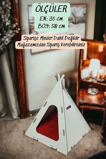 Pandogo Üçgen İç Mekan Kedi Evi Beyaz
