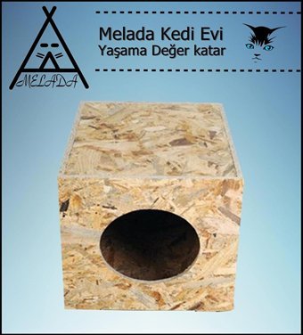 Melada 34x27x24 cm Dikdörtgen Su Geçirmez Dış Mekan Kedi Evi Ahşap Rengi
