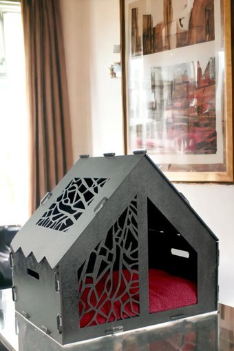 Pandogo Kare İç Mekan Kedi Evi Gri