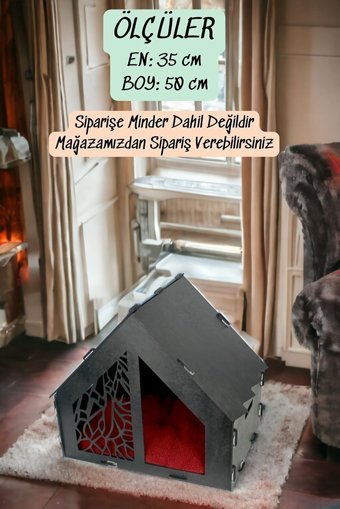 Pandogo Kare İç Mekan Kedi Evi Gri