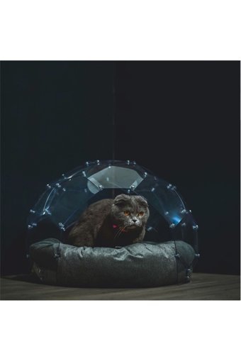 Decolemun Yuvarlak İç Mekan Kedi Evi Şeffaf