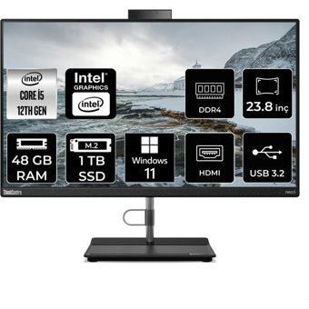Lenovo ThinkCentre Neo 30A 12CE0086TXP443 Dahili UHD Graphics Intel Core i5 12450H 48 GB Ram 1 TB SSD 23.8 inç Full HD Windows 11 Pro All In One Bilgisayar