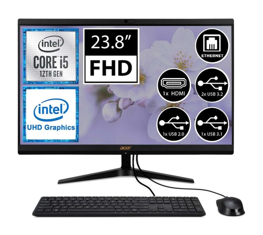 Acer Aspire C24-1700 DQ.BJWEM.006 Dahili Iris Xe Graphics Intel Core i5 1235U 8 GB Ram 256 GB SSD 23.8 inç Full HD Freedos All In One Bilgisayar