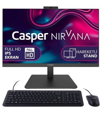 Casper Nirvana A60.1255-8V00X-V Dahili Iris Xe Graphics Intel Core i7 1255U 8 GB Ram 500 GB SSD 23.8 inç Full HD Freedos All In One Bilgisayar