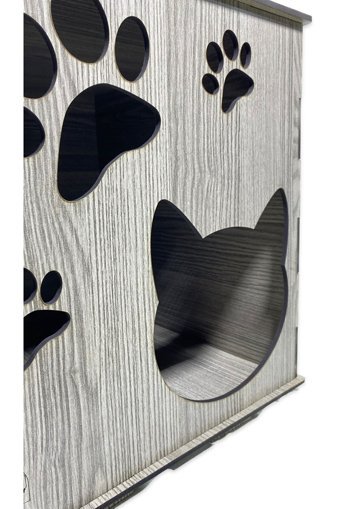Arzum Petshop Patili Kare İç Mekan Kedi Evi Ahşap Rengi