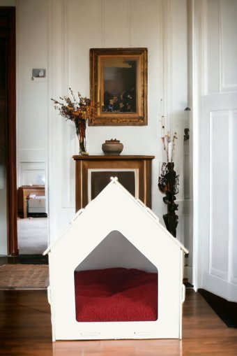 Pandogo Model 4 Dikdörtgen İç Mekan Kedi Evi Beyaz