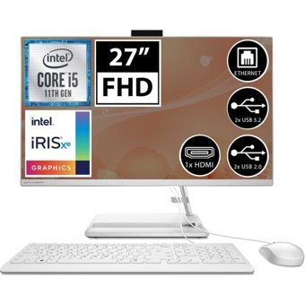 Lenovo IdeaCentre 3 F0FW00R8TX03 Dahili Iris Xe Graphics Intel Core i5 1155G7 8 GB Ram 1 TB + 256 GB SSD 27 inç Full HD Freedos All In One Bilgisayar
