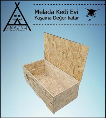 Melada 100x50x40 cm Dikdörtgen Su Geçirmez Dış Mekan Kedi Evi Ahşap Rengi