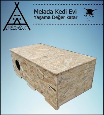 Melada 100x50x40 cm Dikdörtgen Su Geçirmez Dış Mekan Kedi Evi Ahşap Rengi