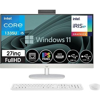 Hp All-In-One 27-CR0007NTT 8898B7EAW13 Dahili Iris Xe Graphics Intel Core i5 1335U 32 GB Ram 512 GB SSD 27 inç Full HD Windows 11 Pro All In One Bilgisayar + Zetta Flash Bellek