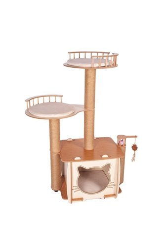 Patihomes Happy Kare İç Mekan Kedi Evi Beyaz