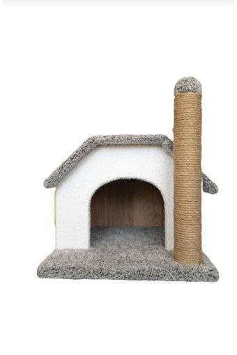 Patieviatölyesi Kare İç Mekan Kedi Evi Beyaz-Gri