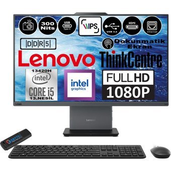 Lenovo ThinkCentre Neo 27 50A Gen5 12SA0014TRH04 Dahili UHD Graphics Intel Core i5 13420H 16 GB Ram DDR5 2 TB SSD 27 inç Full HD Windows 11 Home Dokunmatik All In One Bilgisayar + Zetta Flash Bellek