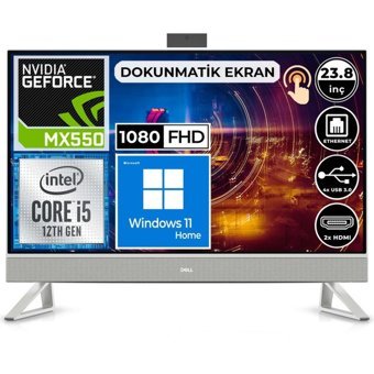 Dell Inspiron 5410 I5410AIO1305 Harici MX 550 Intel Core i5 1235U 8 GB Ram 1 TB + 256 GB SSD 23.8 inç Full HD Windows 11 Home Dokunmatik All In One Bilgisayar
