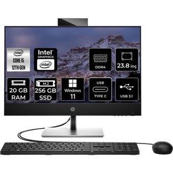 Hp ProOne 440 G9 6D379EAP666 Dahili UHD Graphics Intel Core i5 12400T 20 GB Ram 256 GB SSD 23.8 inç Full HD Windows 11 Home All In One Bilgisayar