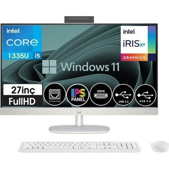Hp All-In-One 27-CR0007NTT 8898B7EAW16 Dahili Iris Xe Graphics Intel Core i5 1335U 64 GB Ram 512 GB SSD 27 inç Full HD Windows 11 Pro All In One Bilgisayar + Zetta Flash Bellek