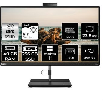 Lenovo ThinkCentre Neo 30A 12B0008JTXP436 Dahili Iris Xe Graphics Intel Core i7 1260P 40 GB Ram 256 GB SSD 23.8 inç Full HD Windows 11 Pro All In One Bilgisayar