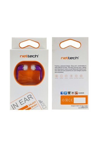Nettech Silikonlu Mikrofonlu 3.5 Mm Jak Kablolu Kulaklık Mor