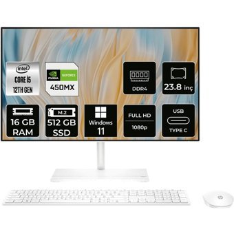 Hp 24-CB1010NT 7A3D0EAPN412 Harici MX 450 Intel Core i5 1235U 16 GB Ram 512 GB SSD 23.8 inç Full HD Windows 11 Pro All In One Bilgisayar