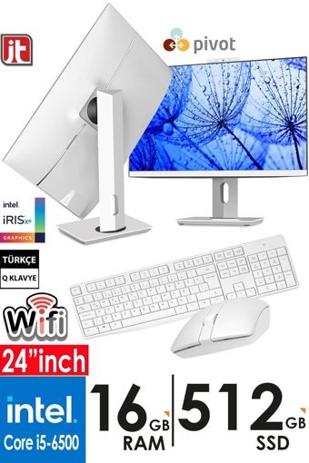 J-Tech H310 Dahili Intel HD Graphics Intel Core i5 6500 16 GB Ram DDR4 512 GB SSD 24 inç Full HD Freedos + Klavye + Mouse All In One Bilgisayar
