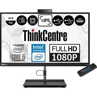 Lenovo ThinkCentre Neo 30A 12B3008ETRP08 Dahili UHD Graphics Intel Core i5 12450H 64 GB Ram 1 TB SSD 21.5 inç Full HD Windows 11 Pro All In One Bilgisayar + Zetta Flash Bellek